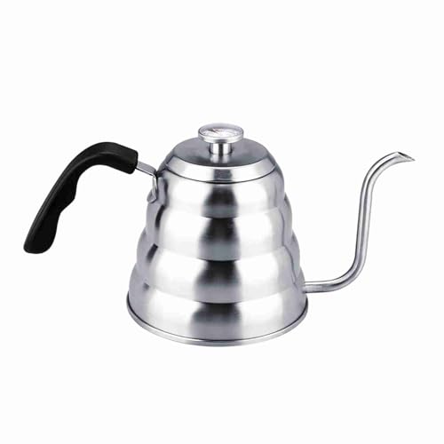 Hervidor de cuello de cisne con termómetro, tetera para estufa, tetera de acero inoxidable para camping, hogar y cocina (1.Di)