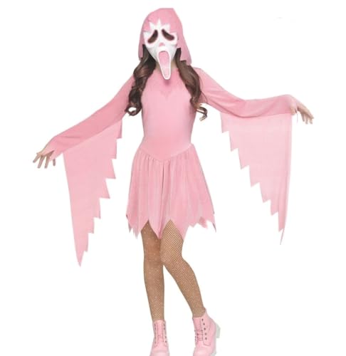 Disfraz infantil Fun World Sparkle Ghost Face rosa pequeño miniatura 1