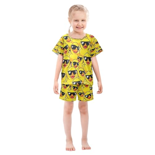 Pajama Sets Short Sleeve Cool Ducks Wearing Shades Soft Cotton Summer Sleepwear 2 Piece PJS Size 5-14T4