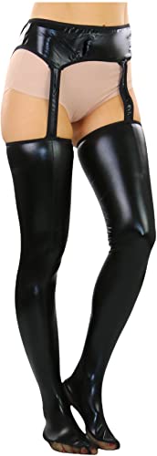 ToBeInStyle Women's Wet Look Suspender Pantyhose and Tights