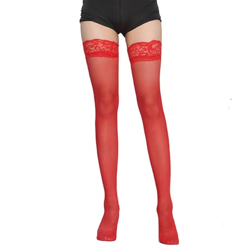 Halterlose Strümpfe für Damen,Halterlose Strümpfe Damen,Halterlose 10DEN Strümpfe mit Schmalem Spitzenbund,Sexy Spitze...