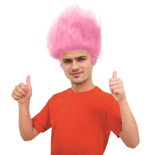 Image of Crazy Pink Wigs for Women Funny Wig for Halloween Cosplay Silly Wigs for Party