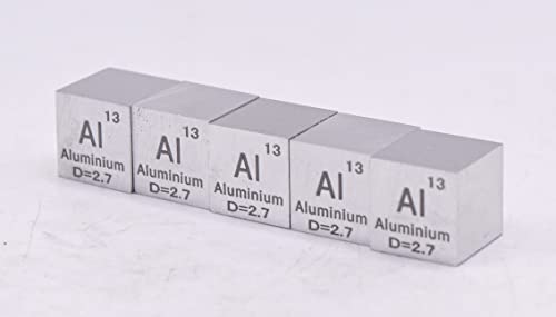 Image of 0.39 inch 10mm Aluminium Metal Cube Al up to 99.9% Pure Periodic Table Element Engraved Density Collection Science Education Display Block Cube + Acrylic Case Box - 1PC
