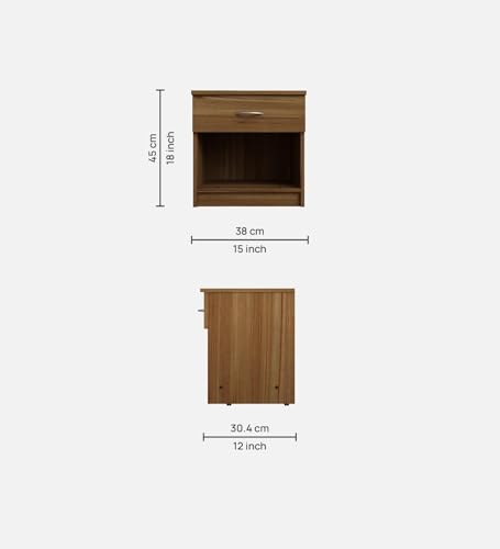 Image of Muse Multipurpose Side Table | Engineered Wood | Bedside Table | Lyon Teak Finish | Compact & Durable | Easy Knock-Down Assembly