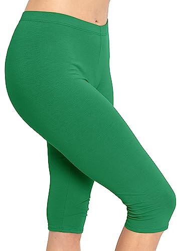 Image of STRETCH IS COMFORT Cotton Capri Leggings, Knee Length Pants, Plus Size
