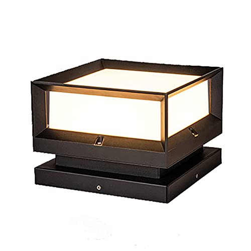 Moderno Paisaje De Césped Lámpara De Columna Iluminación Deck Square Black Landscape Lámpara De Tapa De Poste Impermeable IP54 Para La Decoración Del Jardín Del Césped De La Pasarela Del Patio SHUANGZ