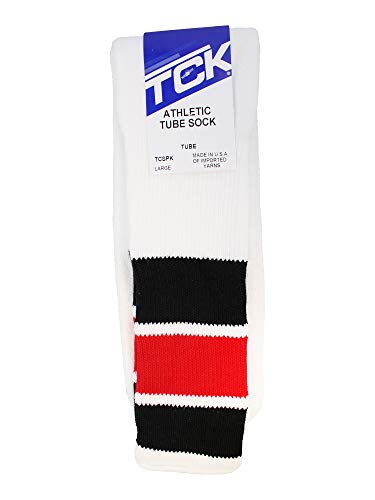 Image of TCK Retro Tube Socks with Stripes for Men & Women - 3 Stripe, 70's 80's Deadlift Socks