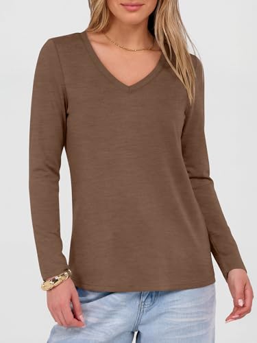Image of ANRABESS Long Sleeve Shirts for Women Wrinkle Free V Neck Fall Top