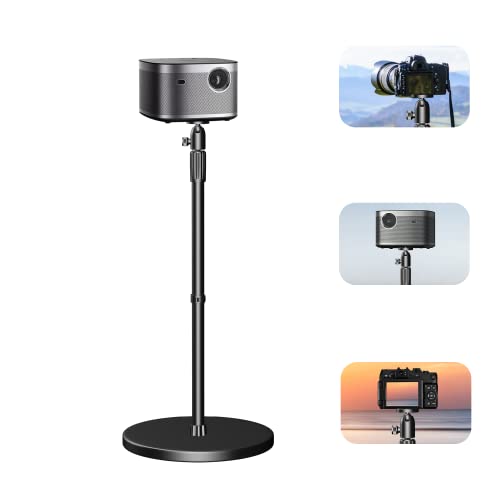 SKERELL Soporte de Proyector de Suelo,Aleación de Aluminio Soporte para Proyector Ajustable Portátil Altura Ajustable de 87.63 cm a 125.73cm para Proyectores Cámaras Rotación de Cardán de 360°