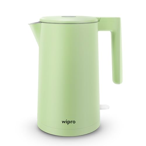 Wipro Elato BK211 Cool Touch Double Layer Electric Kettle, 1.7 Litres, Anti - Rust Shield, Super Fast Heating, 3x Protection - Overheating, Dry Boil & Auto Shut-off,1200 Watts, 2 Years Warranty, Green (B0D4DLMS5X) Amazon Price History, Amazon Price Tracker