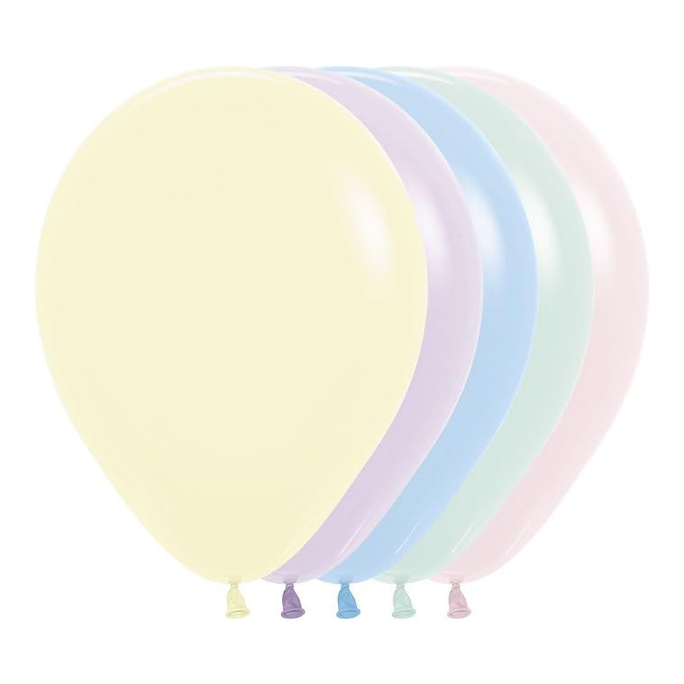SEMPERTEX 11" Pastel Yellow Lilac Blue Green Pink Balloons (50 Count) Assorted