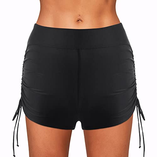 Pantalones cortos de natación para mujer, control de abdomen, cobertura completa, pantalones cortos clásicos, impermeables, cintura alta, traje de baño para surf, ropa de playa básica para mujer