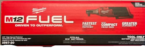 Milwaukee M12 Fuel 3/8' High Speed Cordless Ratchet - No Battery...