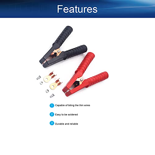 Image of Heyiarbeit 2Pcs 300A Heavy-Duty Insulated Alligator Clips Battery Electrical Test Clips for Car Auto Vehicle Boat, Red and Black