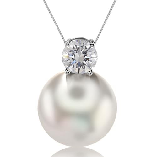 FEIKFEIZ Colgante de Moissanite con Perlas, Diamante de...