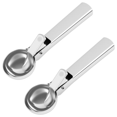 2 PCS Cuillère à Glace, 19 X 5,5 cm, Boulier Glace, Cuillère Parisienne, Cuillère à Crème Glacée, Idéale pour Faire des Boules Glace, Melon, Pâte,...