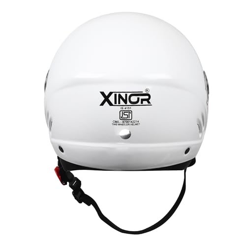 Image of Buff Open Face Motorcycle Helmet Medium | ISI Certified Lightweight with Clear Visor | Unisex Bike & Scooter Helmet for Men & Women (Matte Black)