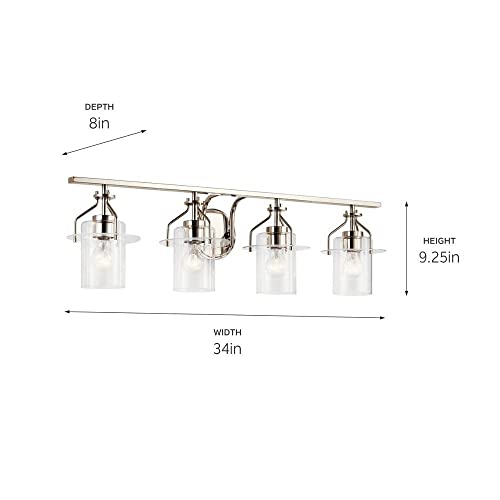 Image of Kichler Everett 24 Inch 4 Light Vanity Light with Clear Glass in Polished Nickel