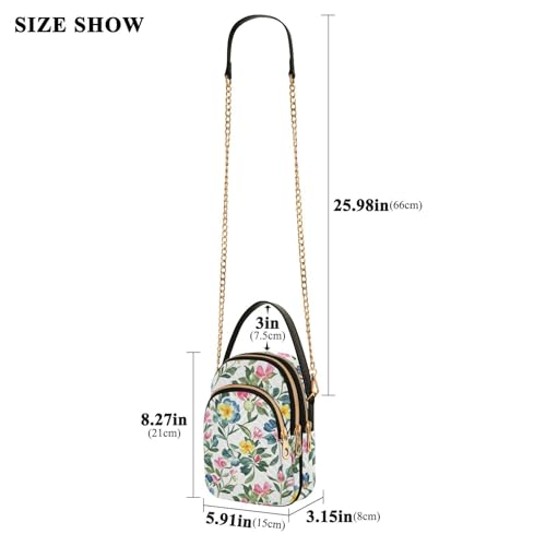 Womens Shoulder Handbags Quilted Fabric Handbags for Women Floral Print Chain Satchel Tote Bag for Travel Work,Multi13