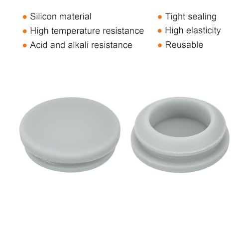 Image of MECCANIXITY 6pcs Silicone Snap in Locking Hole Plugs,17mm /0.7 Inch Mounting Diameter Narrow Groove Width 2mm Panel Seal Cover Round for Kitchen Bulkheads Waterproof Sealing Plugs Grey