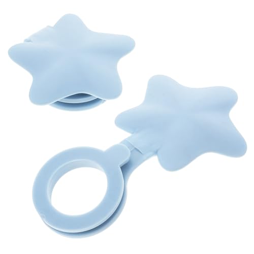 FONDOTIN 2pcs Star Shaped Silicone Bath Tub Drain Stopper Easy Install Cute Design for Bathroom Laundry Use Flat Cover for Hair Compatible with Drain Blue