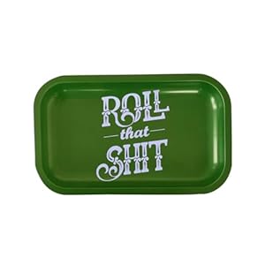 Small Mini Rolling Tray Metal Decorative Tray Green with Round Edges 7″x4.9″