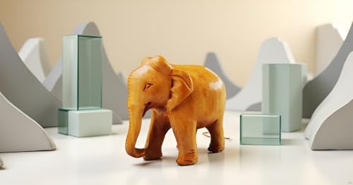 Image of Crafted Wooden Elephant Figurine, 2 inch 2PC | Gift, Play, Drawing, Craft Use, Home Decor