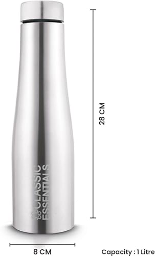 Image of CLASSIC ESSENTIALS Stainless Steel Inox Puro Sipper Bottle for Sports, School, Home, Office, Travel | Water Bottle 1 litre, Navy Blue, 1000ml Pack of (6)