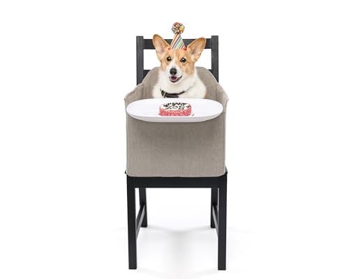3-in-1 Convertible Pet High Chair, Dining Booster Seat & Travel Car Seat for Pets, Sand