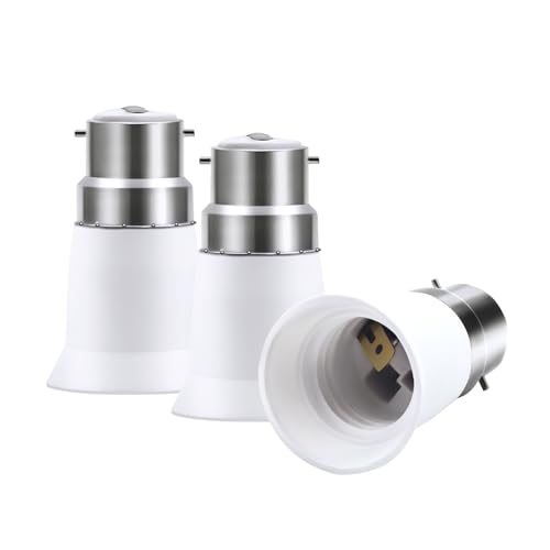 3x B22 auf E27 Sockel Adapter, Hochtemperaturbeständiger, Bajonett Lampenfassung Konverter für LED Birnen, Glühlampen, Energiespar Lampen