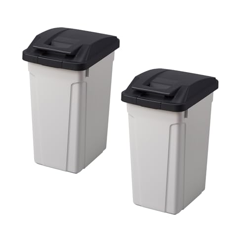 【ザッカLab.オリジナルセット】アスベル ごみ箱 ハンドル付分別ペール 2個セット 35L ブラック×2 | 分別 ダストボックス 屋外 ハンドル 35リットル 開けやすい おしゃれ ベランダ スリム