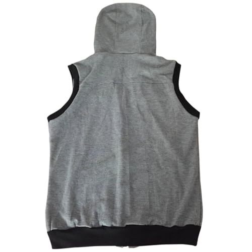 Image of Men's Sleeveless Hoodie Vest Workout Tank Top Hooded Fitted Fall Zip Up Slimming Spring