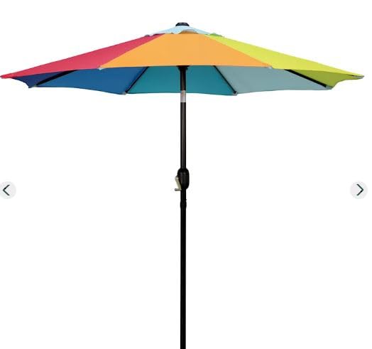Generic Outdoor 7.5 Foot Crank and Tilt Market Umbrella Rainbow Round Pattern, medium, blue