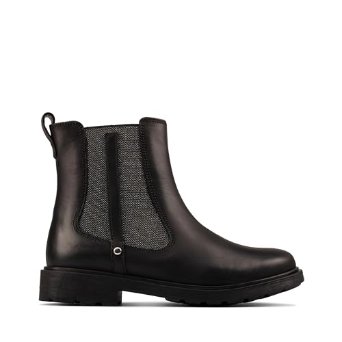 Clarks dziewcz?ce kozaki Astrol Orin K Chelsea, czarny - czarna skóra - 32.5 EU