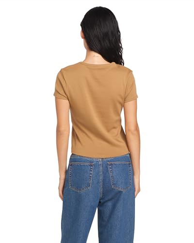Image of Volcom Women's Have a Clue Short Sleeve Tee - Fitted T-Shirt with Striped Neck Taping