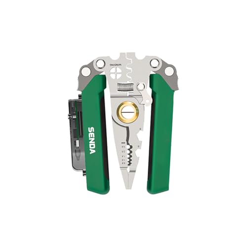 Image of 12 in 1 Foldable Wire Stripper with Electricity Measurement Function, Multifunctional Professional Electrician's Pliers, Cable stripping pliers for cutting (Green, Wire Stripper (Centre Split) 8 inch)