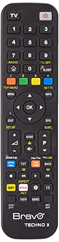Bravo Techno 3 telecomando IR Wireless DTT,DVD/Blu-Ray,Sat,TV,VCR Premere i Pulsanti - Telecomandi (DTT,DVD/Blu-Ray,Sat,TV,VCR, IR Wireless, Premere i Pulsanti, Nero)