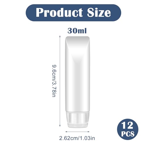 Guduling 12 Stück Reiseflaschen Set,Travel Bottle Set 30ml,Nachfüllbare Behälter Kosmetik,Auslaufsichere Kleine Travel Containers für Spülung,Shampoo,Duschgel,Lotion