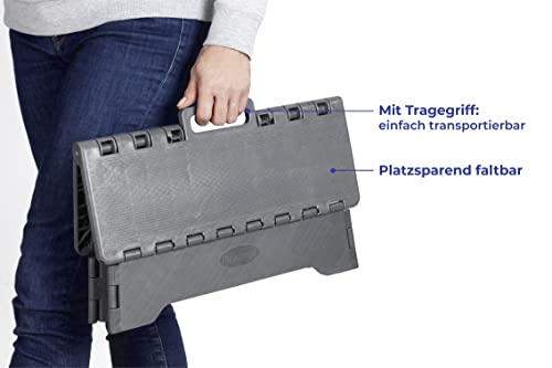 Maximex Klapp-Trittstufe, hochstabile Tritt-Stufe mit rutschhemmender Trittfläche bis 250kg, klappbarer Sicherheits-Tritt mit rutschfesten Standfüßen für Drinnen & Draußen
