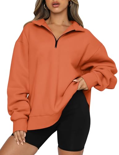 Image of Trendy Queen Women's Oversized Half Zip Fleece Sweatshirts-Cozy Pullover, Sweaters for Fall Winter