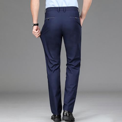 Men's Wrinkle Resistant Business Dress Pants Stylish Slim Fit Suit Pants Stretchy Casual Work Pants​3