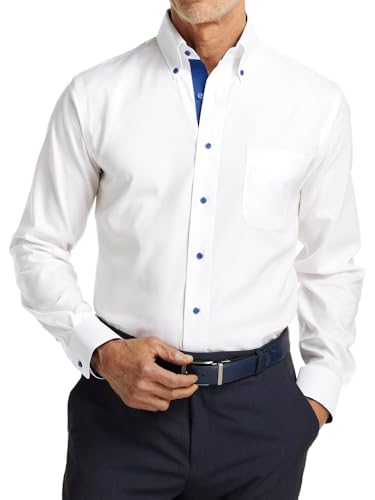 Paul Fredrick Men's Classic Fit Comfort Stretch Non-Iron Solid Dress Shirt2