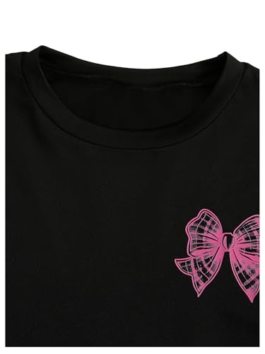 Image of Verdusa Girl's Coquette Bow Top Round Neck Short Sleeve Cute Graphic Tees