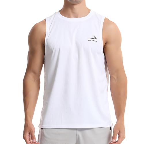 Camiseta de Tirantes para Hombre para Gimnasio Muscular Fitness Entrenamiento Fitness Tanques sin Mangas Blanco XL