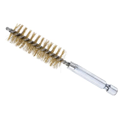 Image of Bore Brush, 17mm Dia 4 Inch Length, Brass Cleaning Wire Brushes with 1 /4 Inch Hex Shank - (Applications: for Power Drill, Die Grinder)