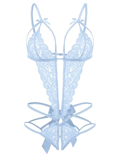 Image of Donnalla Women's Deep V Lace Teddy One Piece Lingerie Cutout Strappy Lingerie