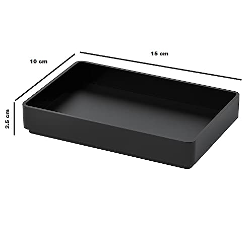 Image of IKEA TSSP Plastic Rectangular Tray (Black, 15 * 10 cm) (Pack of 2)