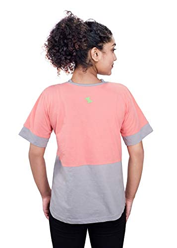 Image of Uhane Women's Yoga and Gym Cotton Work-Out Extreme Deep Neck Loose Fit T-Shirt (Pink) Short Sleeves Top for Sports and Fitness