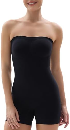 SHAPERX Strapless Shortie Bodysuit for Women Tummy Control Shapewear Seamless Sculpt Body Shaper with Removable Straps