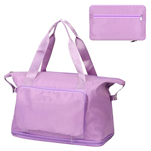 Skycase Sac de Voyage Pliant Léger Grande Capacité, Séparation Sec et Humide Sac de Voyage Fitness Courte Distance Sac de Rangement Pliable pour Bagages, Violet Cover